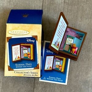 Vintage Hallmark Christmas Winnie the Pooh Little School Days Book Ornament 2002